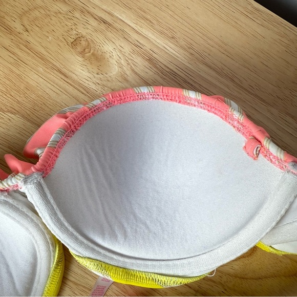 Victoria’s Secret Women’s Y2K Pink and Yellow Strapless Bikini Top size 32 C - Picture 3 of 6